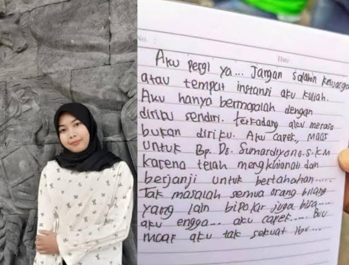 Devita Sari Anugraheni dan surat wasiat yang kini viral di media sosial. (Foto: tangkapan layar)