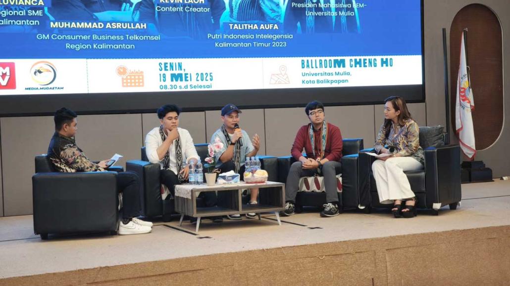 PENCERAHAN: Panel diskusi yang dimoderatori oleh Talitha Aufa, Putri Indonesia Intelegensia Kaltim 2023 dan Aris dari BEM Universitas Mulia ini menjadi puncak pencerahan bagi para mahasiswa.