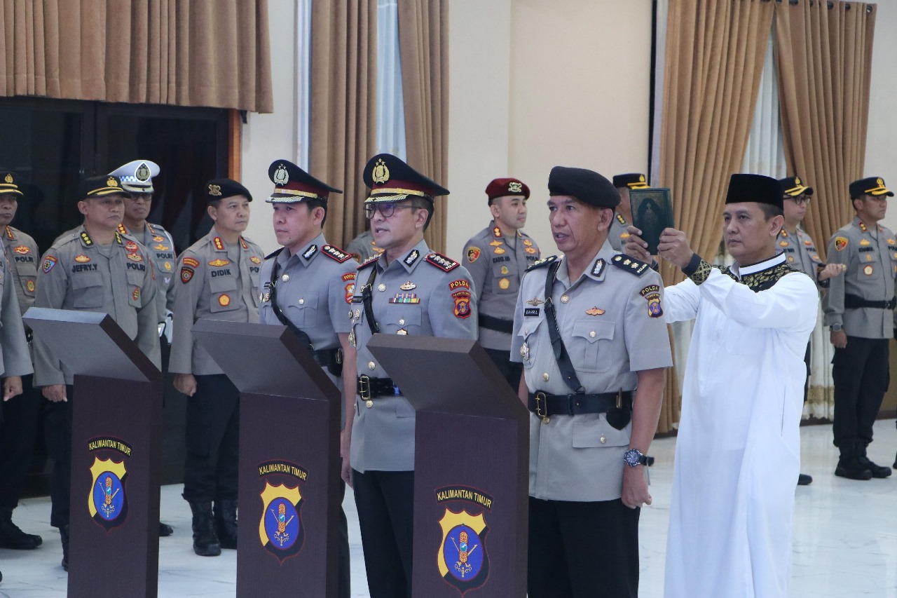 SERTIJAB: Serah terima jabatan (sertijab) pejabat utama Polda Kaltim serta Kapolres Kutai Timur dan Bontang.