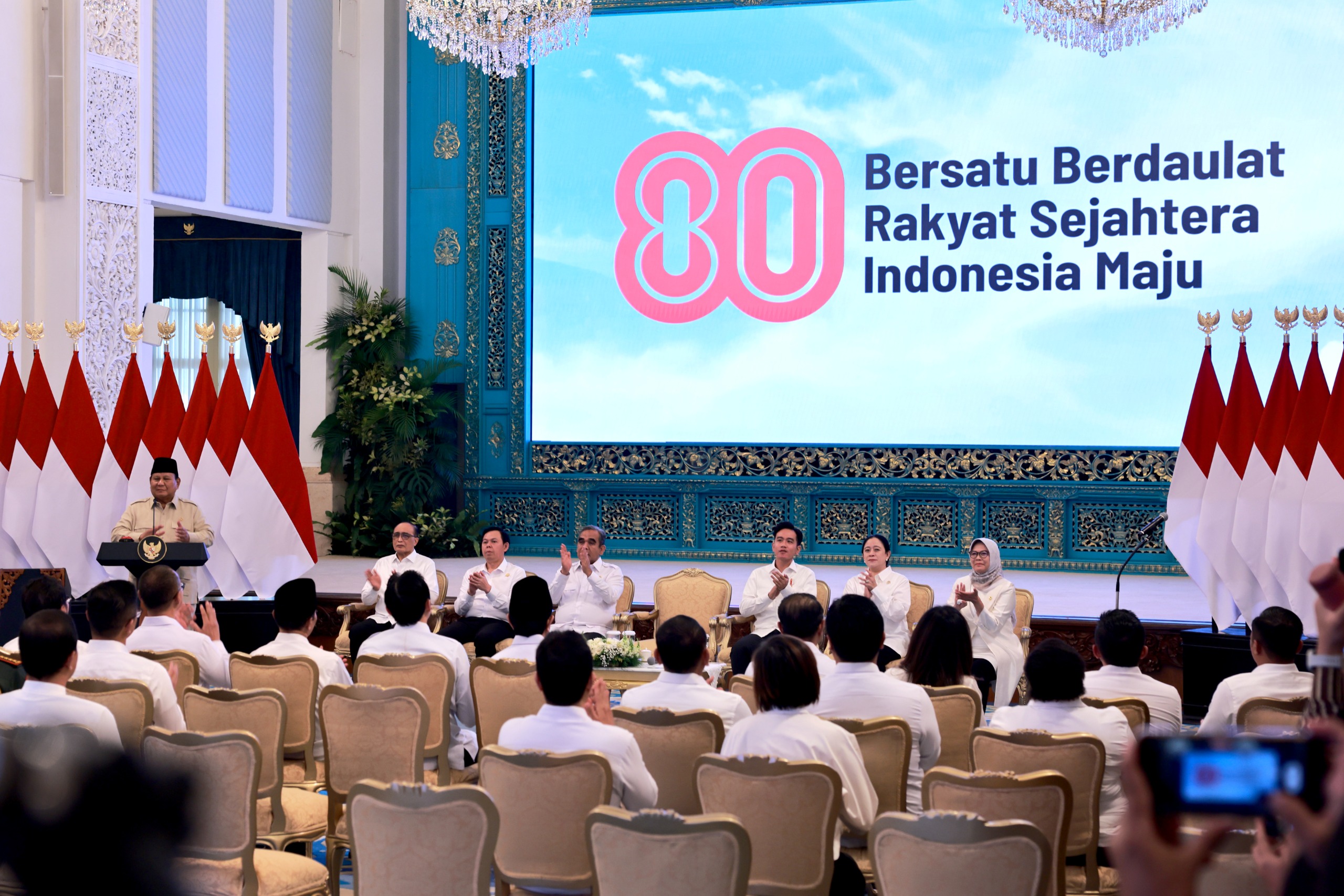 Presiden Prabowo Subianto meresmikan secara langsung peluncuran logo dan tema HUT ke-80 kemerdekaan RI.