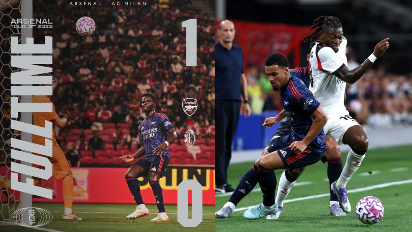 Hasil Arsenal vs Milan di laga pramusim 2025, Rabu, 23 Juli 2025.