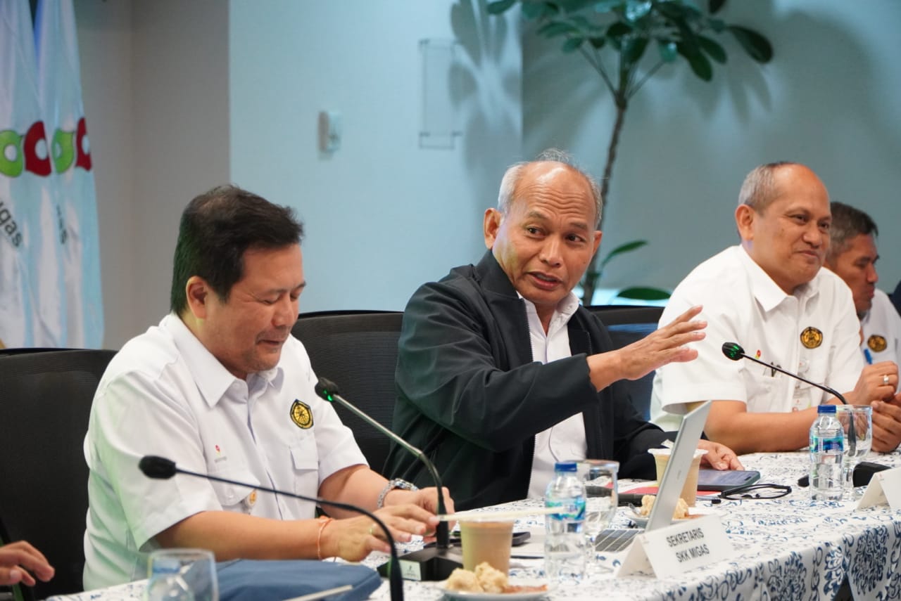 KONFERENSI PERS: Manajemen SKK Migas menyampaikan capaian positif yang mereka lakukan sepanjang tahun ini.