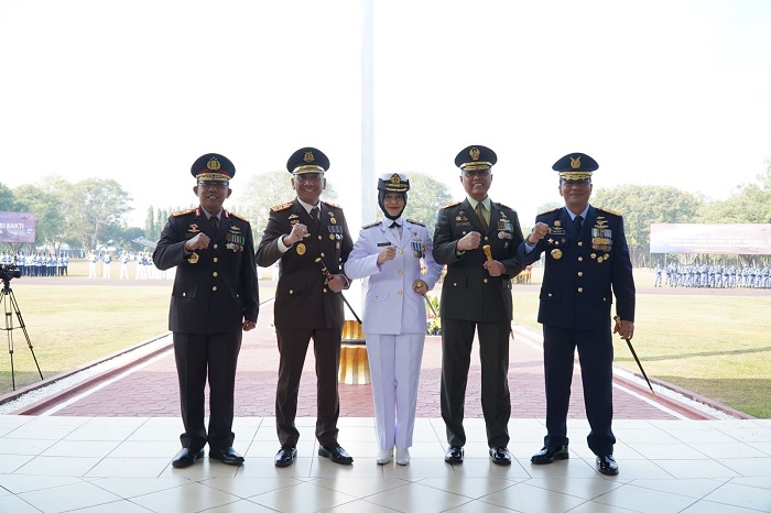Para petinggi 3 Matra TNI dan Polri DIY berfoto bersama saat hadiri Hari Bakti TNI AU.