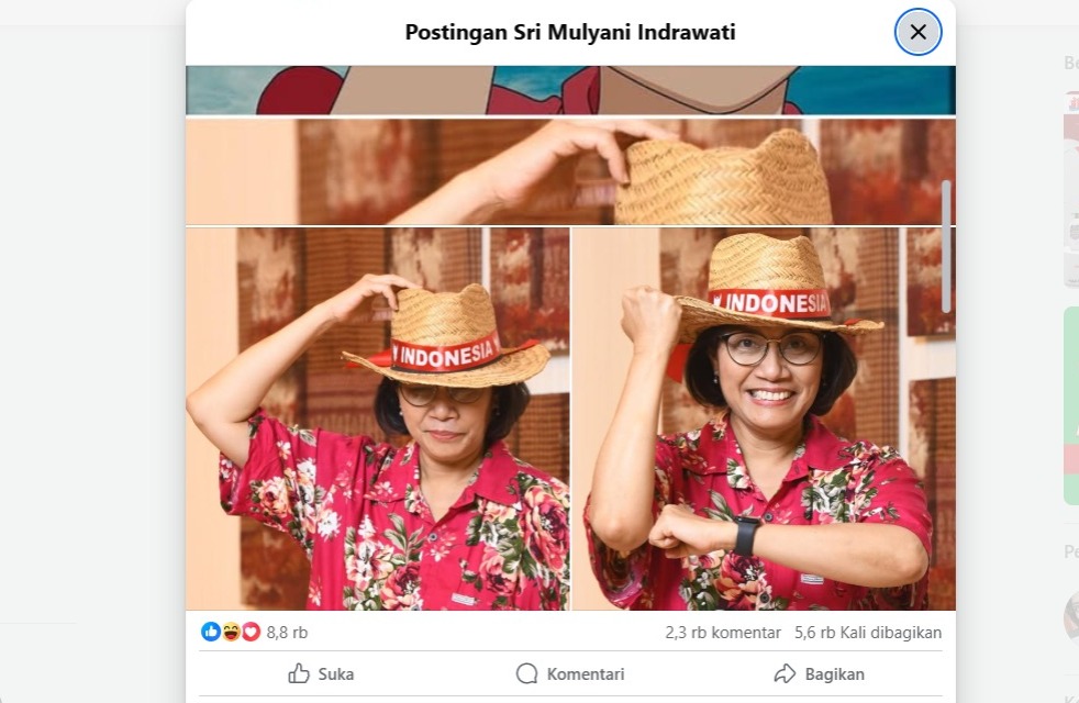 Foto lawas Sri Mulyani berkostum Luffy dari anime One Piece kembali viral dan menarik perhatian warganet.