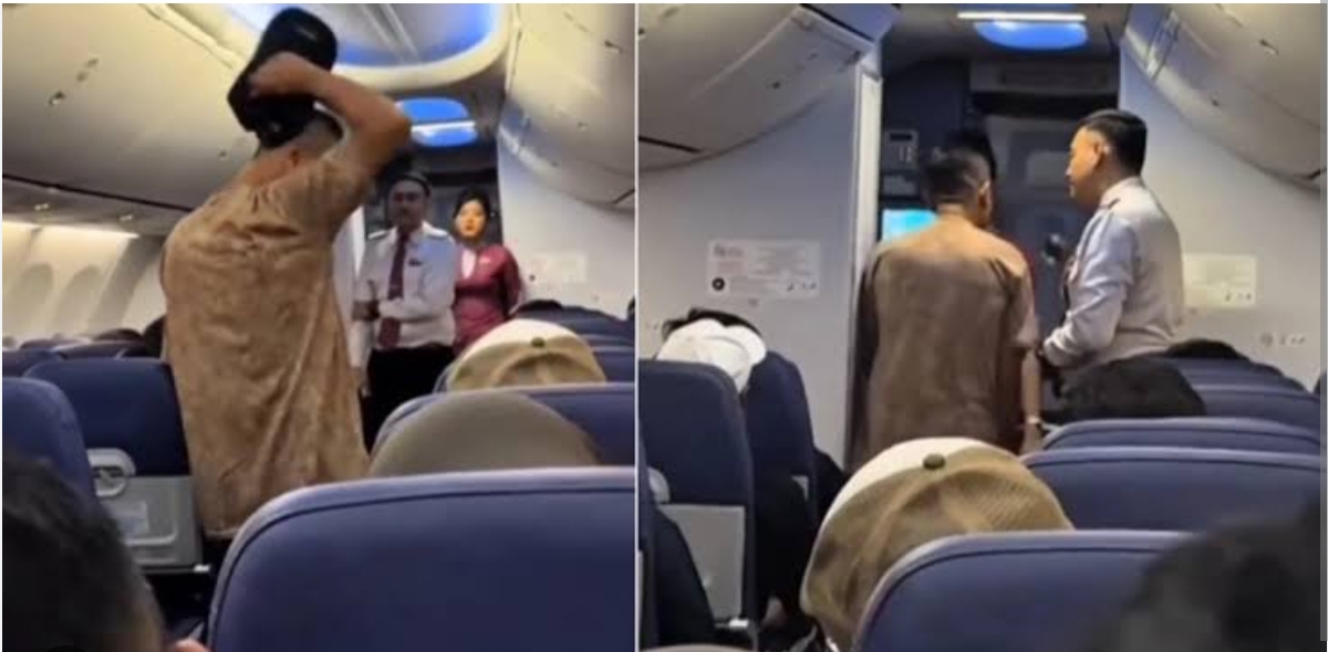Suasana di dalam pesawat Lion Air rute Jakarta&ndash;Medan saat seorang penumpang berinisial H membuat heboh dengan berteriak ada bom. (Foto: tangkapan layar)