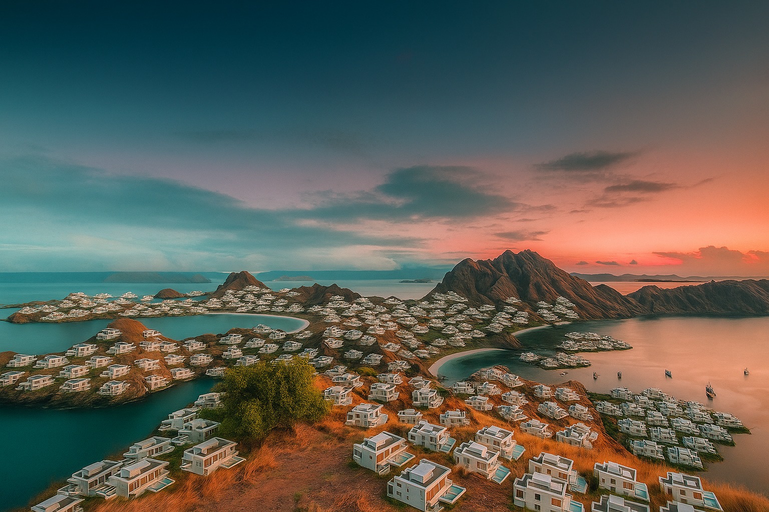Ilustrasi 448 villa dibangun di Pulau Padar NTT dengan menggunakan generator AI.