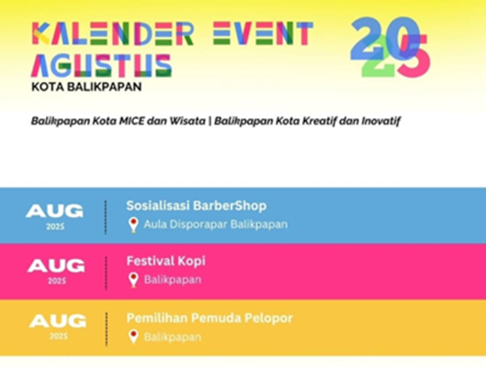 Balikpapan punya banyak acara seru di Agustus 2025, dari konser sampai aksi sosial. Yuk cari tahu jadwal lengkapnya!