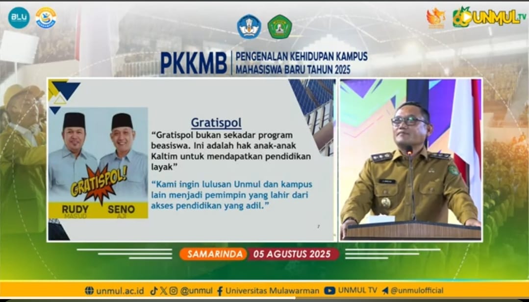 Tangkapan layar kanal YouTube Unmul ketika PKKMB 2025.