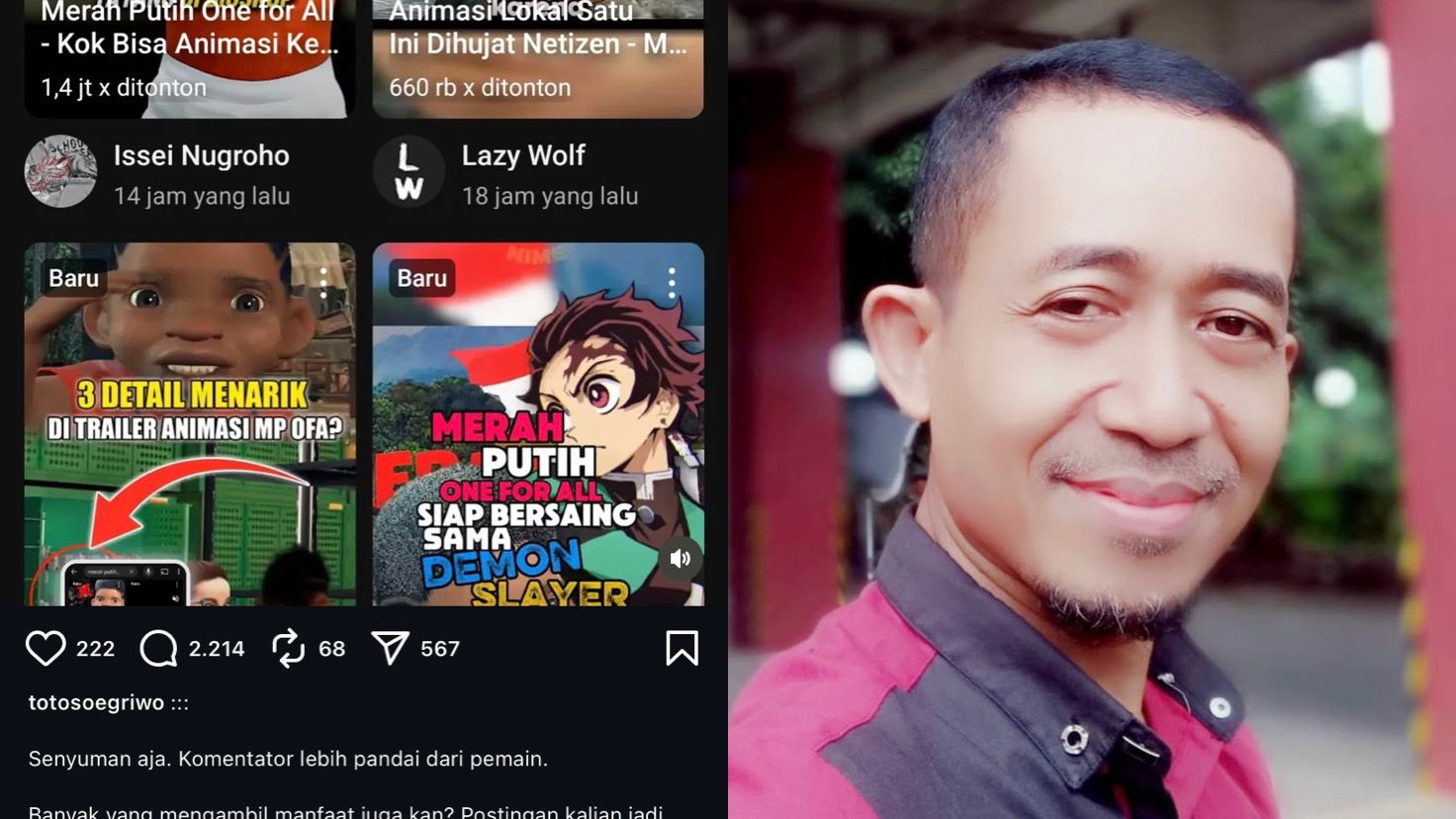 Tangkapan layar postingan Toto Soegriwo di Instagram yang banjir komentar pedas dari warganet. Mereka ramai-ramai tag KPK untuk usut tuntas.
