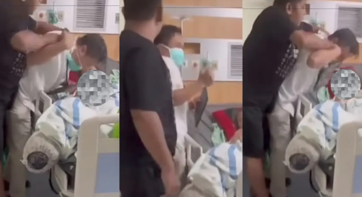 Tangkapan layar video yang memperlihatkan seorang dokter RSUD Sekayu diduga diintimidasi dan dipaksa membuka masker oleh keluarga pasien saat melakukan visit, viral di media sosial.