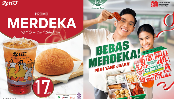 Kolase promo merdeka dari sejumlah gerai makanan dan minuman dalam merayakan HUT Kemerdekaan RI.