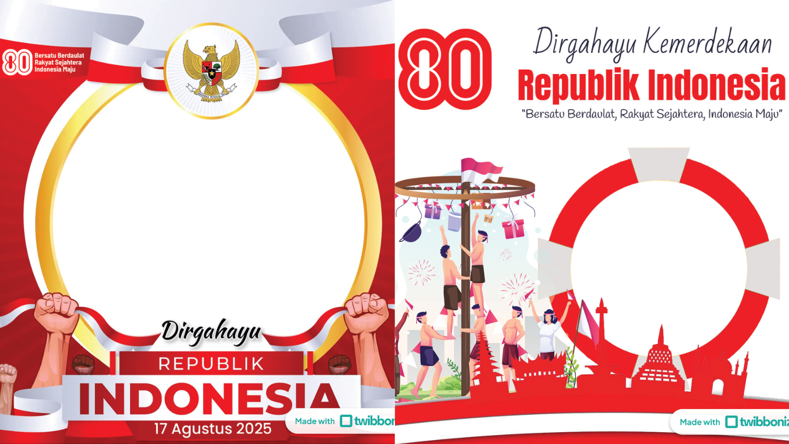 Ragam desain twibbon HUT RI Ke 80.