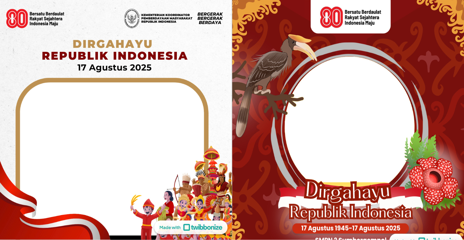 Pilihan desain menarik twibbon Dirgahayu RI Ke 80.
