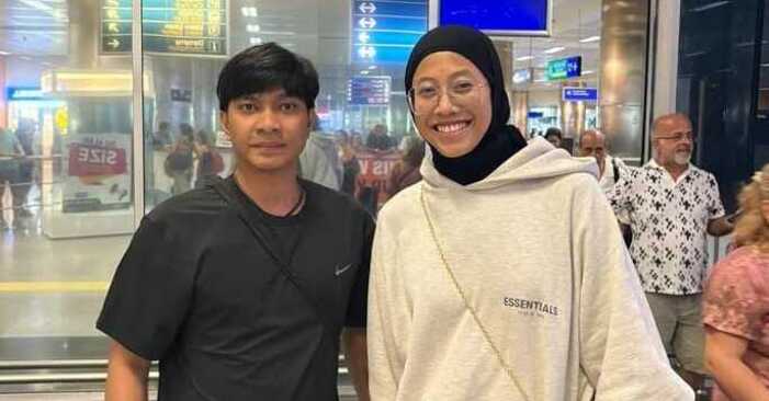 Pevoli Megawati Hangestri bersama suaminya, Dio Novandra Wibawa.