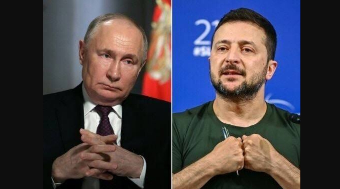 Presiden Rusia Vladimir Putin dan Presiden Ukraina Volodymyr Zelensky