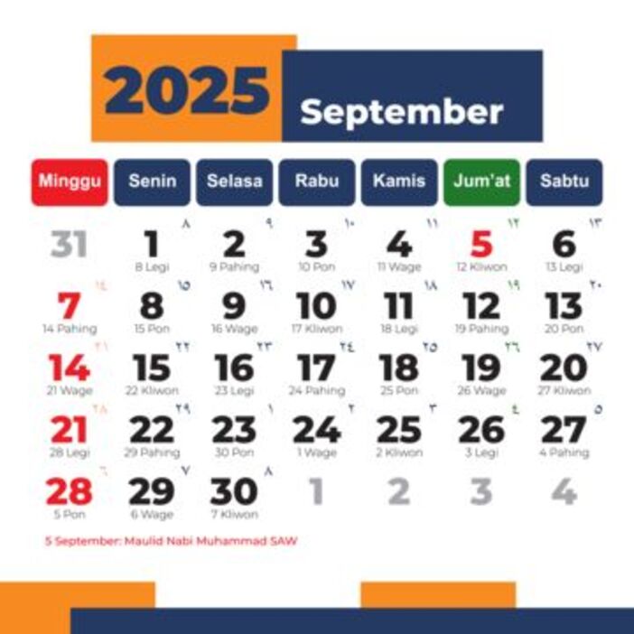 Kalender September 2025.