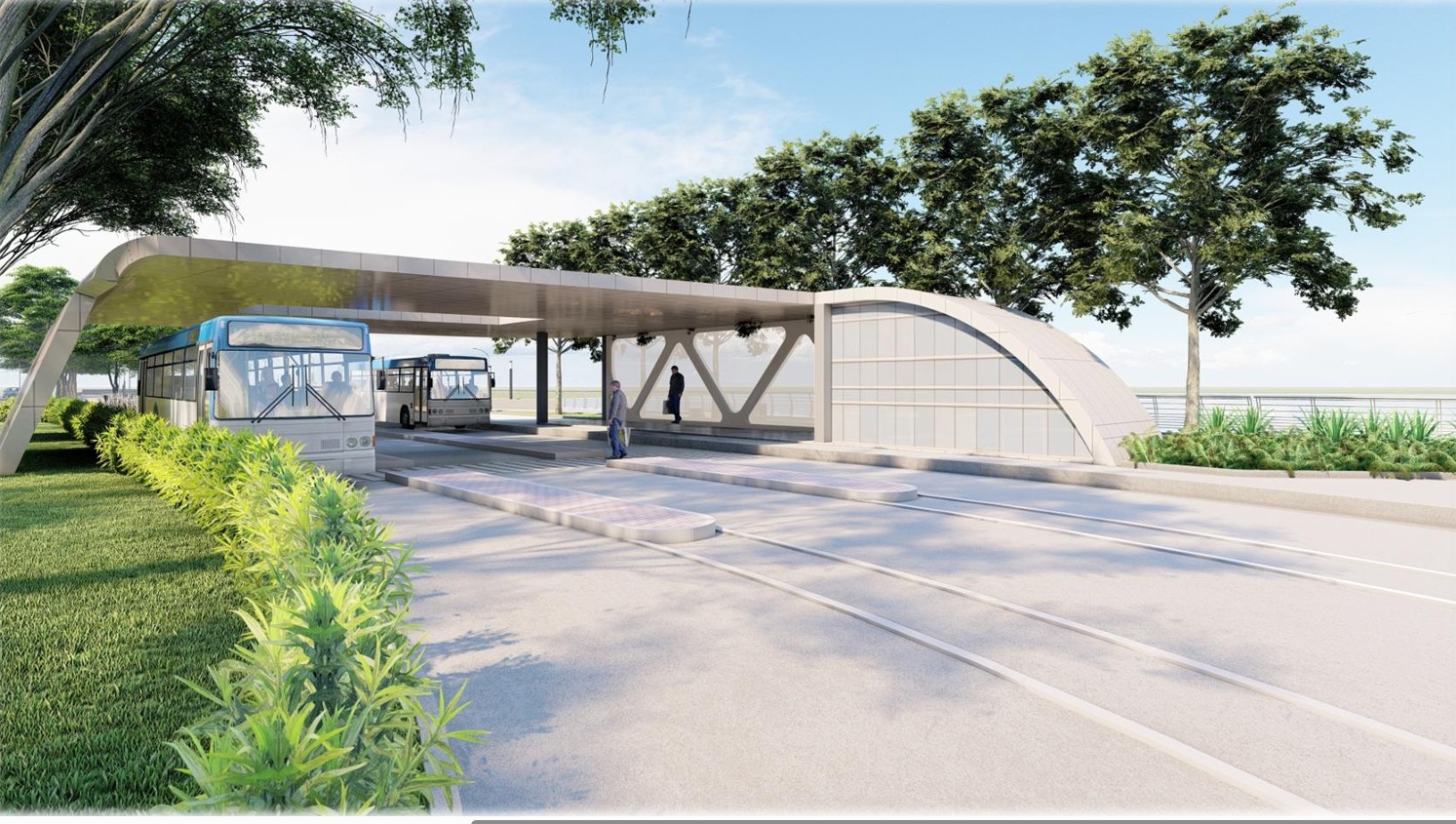 PUSAT PARKIR: Desain sementara area drop off Teras Samarinda Segmen 2 di seberang gedung Pasar Pagi, Jalan Gajah Mada, Kecamatan Samarinda kota. (DENNY SAPUTRA/KP)