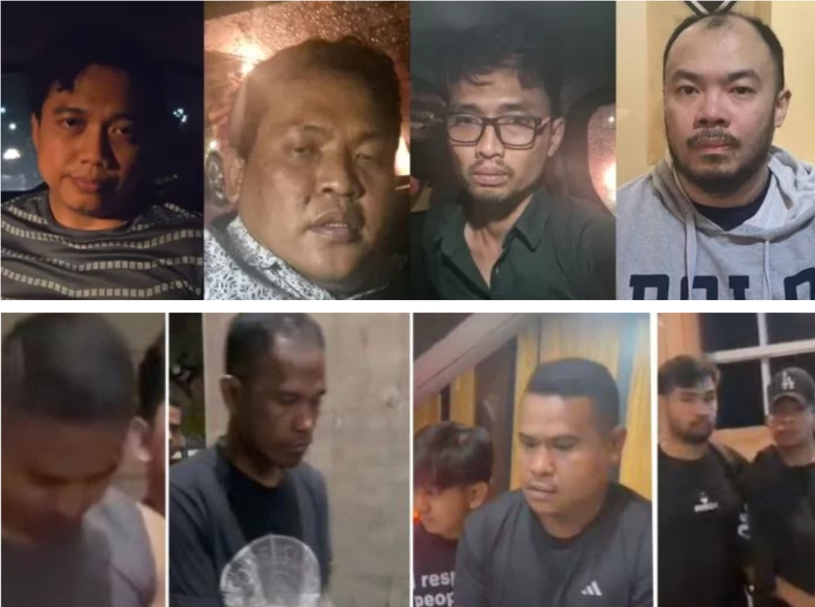 Delapan tersangka pembunuh Kacab BRI Cempaka Putih yang sudah diamankan Polda Metro Jaya. (FOTO: IST)