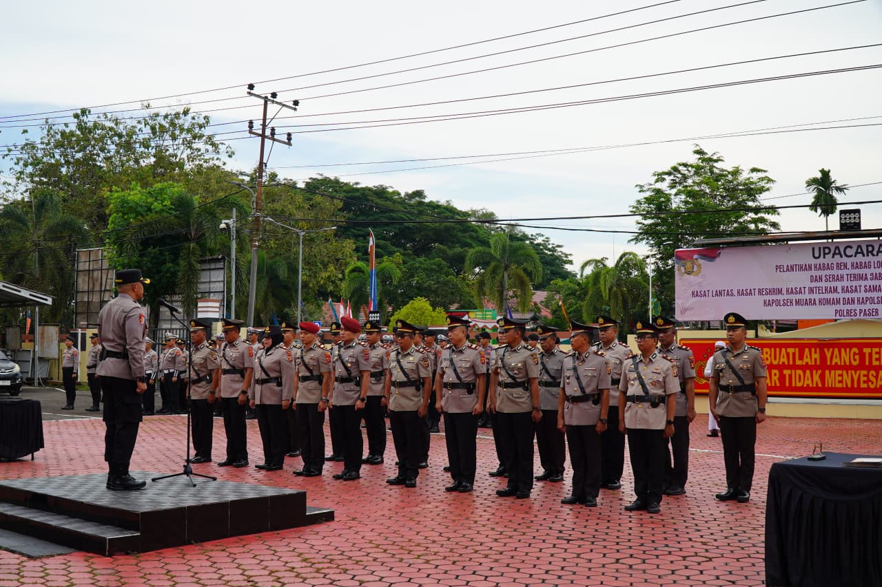 Pejabat utama Polres Paser dirotasi mulai dari level kasat, kapolsek, hingga kabag pada Senin (25/8/2025).