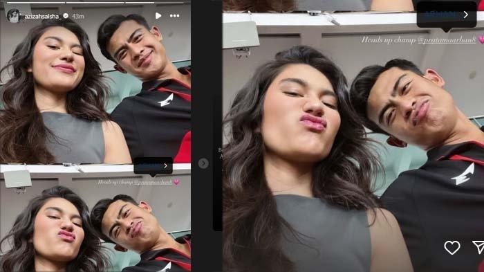 Unggahan Azizah Salsha saat bersama Pratama Arhan.