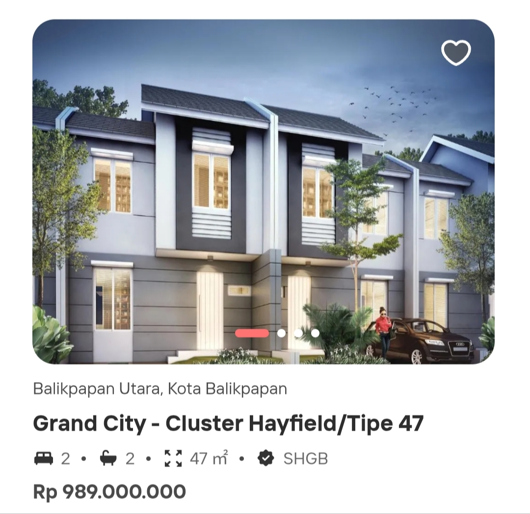 Salah satu perumahan di Balikpapan dengan harga hampir Rp 1 miliar.