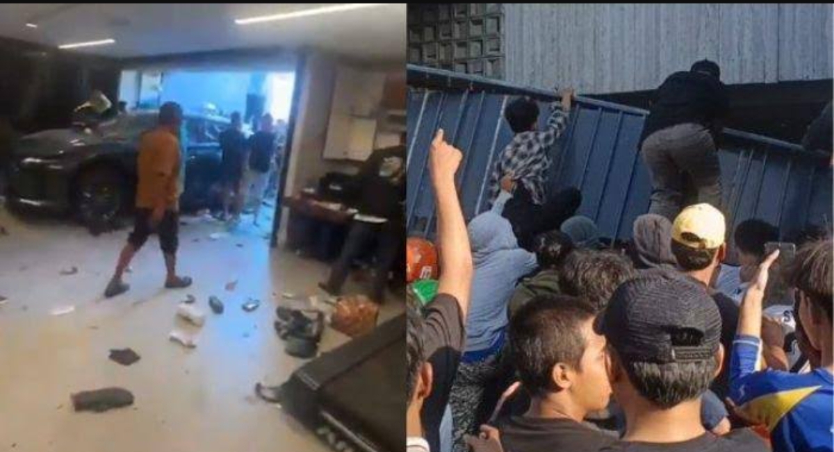 Massa merangsek masuk ke kediaman Ahmad Sahroni di Tanjung Priok, Jakarta Utara, dan merusak isi rumah saat penjarahan berlangsung. (FOTO: IST)