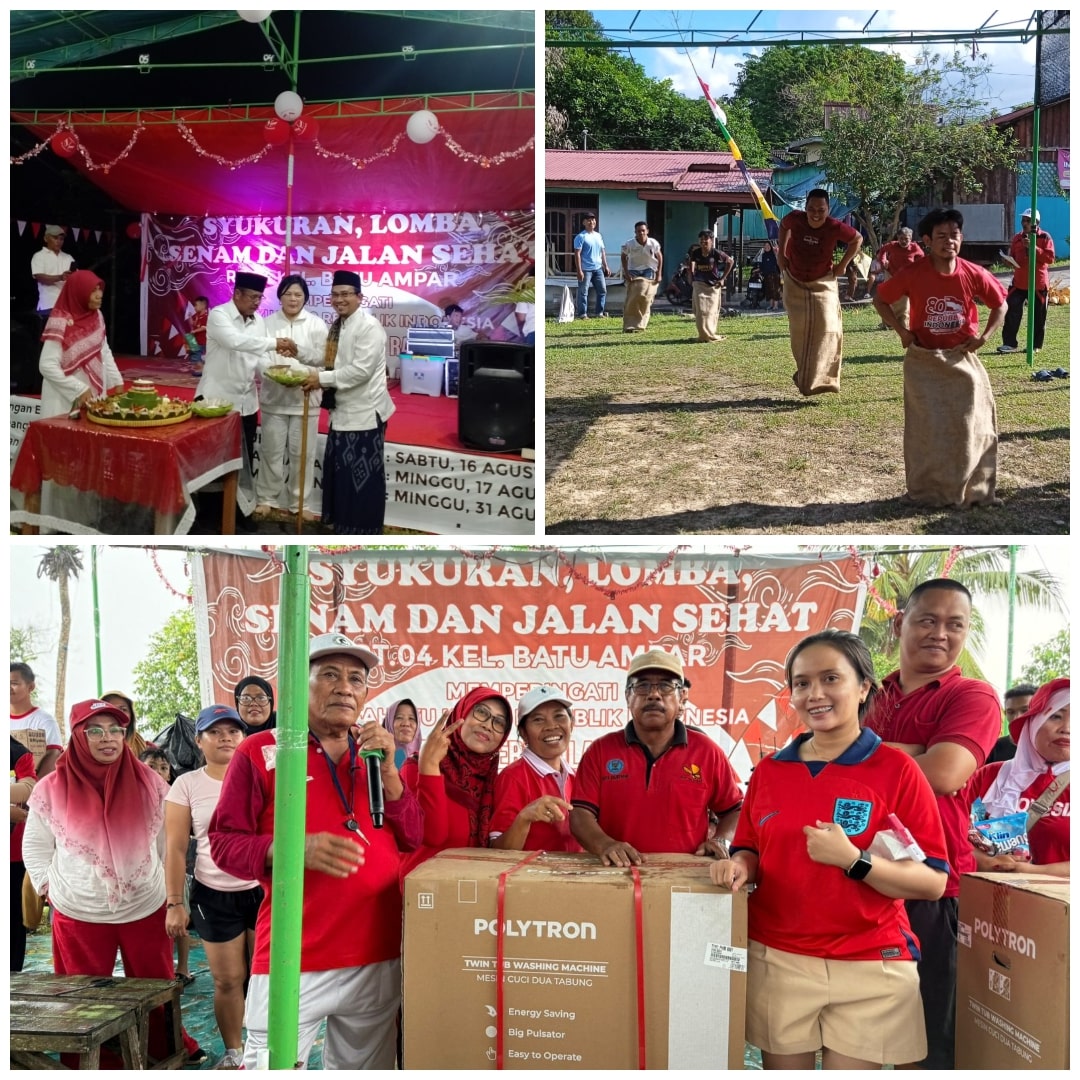 HUT Ke-80 RI dirayakan warga RT 04 Jalan Minangkabau, Kelurahan Batu Ampar, Balikpapan dengan khidmat. Mulai syukuran di malam kemerdekaan, lomba balap karung, hingga jalan sehat.