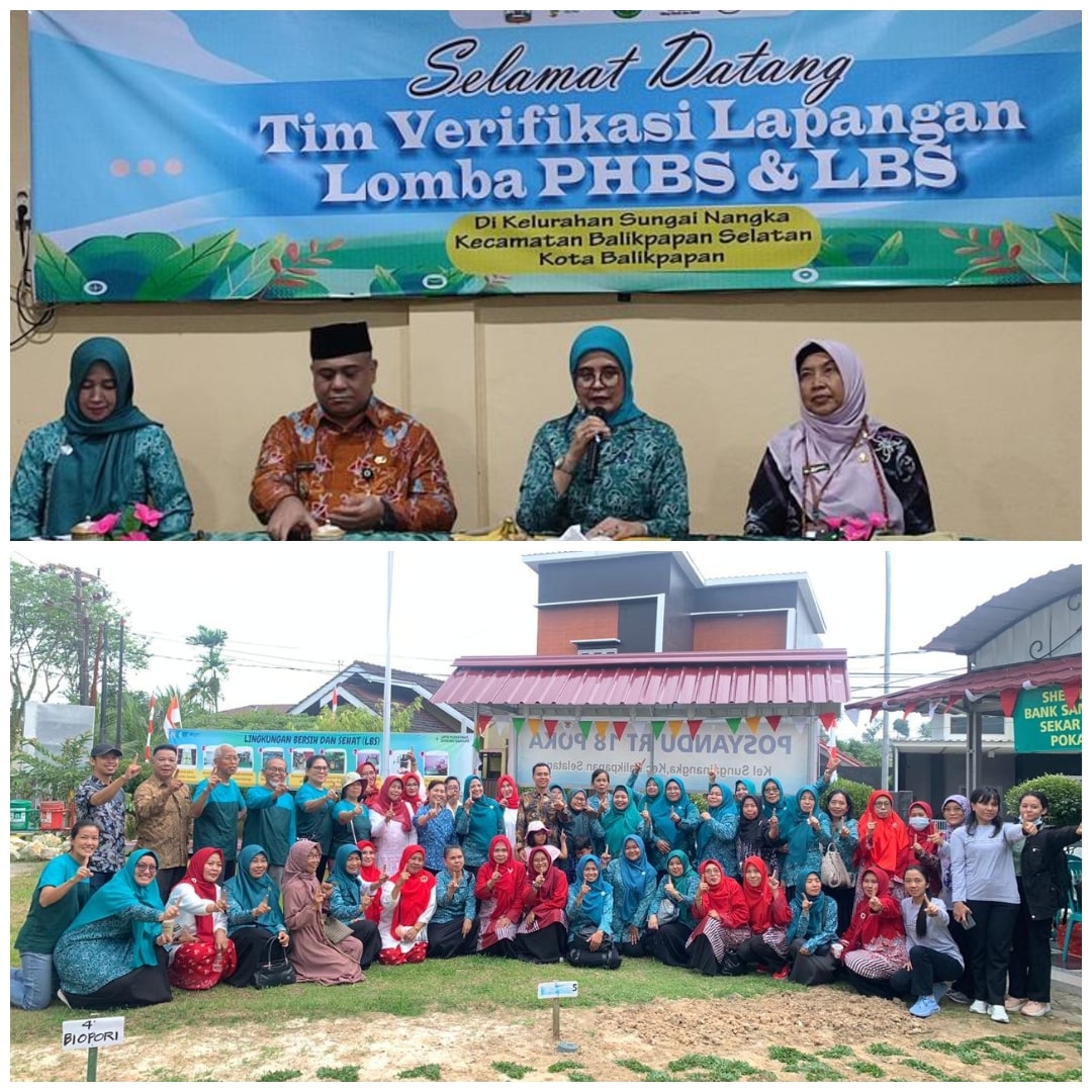 Wakil Ketua TP PKK Kota Balikpapan Siti Khotijah (kedua kanan) didampingi Camat Balikpapan Selatan Muhammad Hakim menyambut tim verifikasi TP PKK Kaltim.