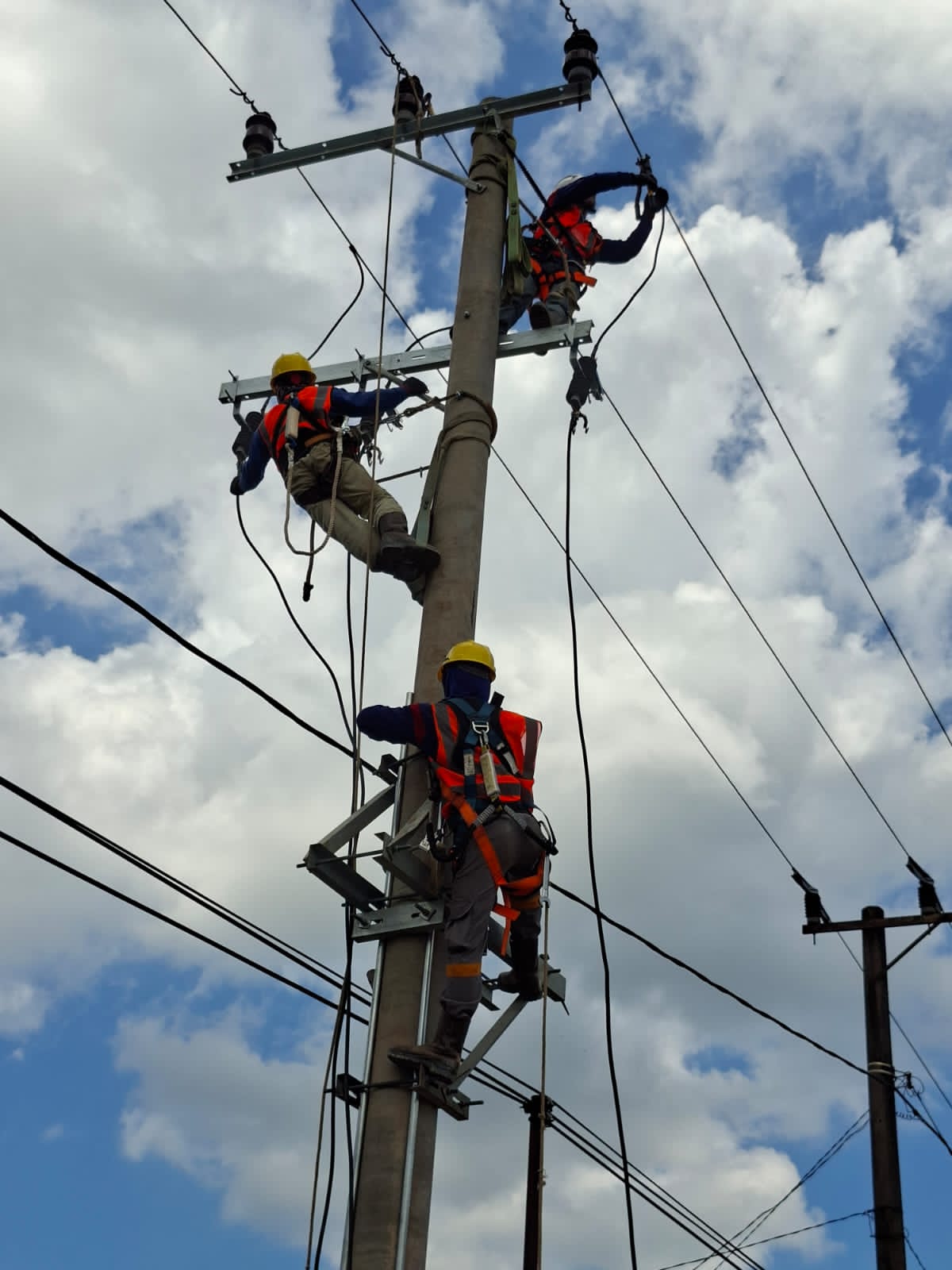 TAMBAH DAYA: Petugas PLN saat menambah daya aliran listrik kepada anggota Perpadi PPU. (IST)