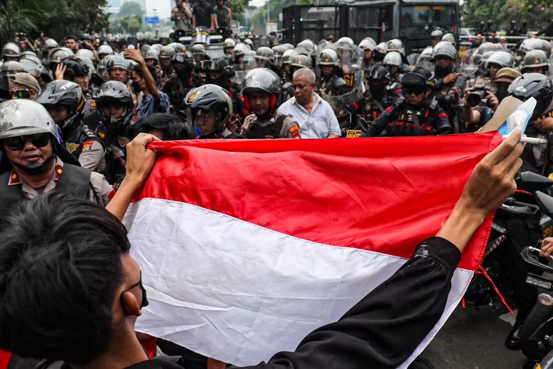 &nbsp;Ilustrasi demo, berlanjut 4 September oleh para buruh yang aksi di Jakarta hari ini.