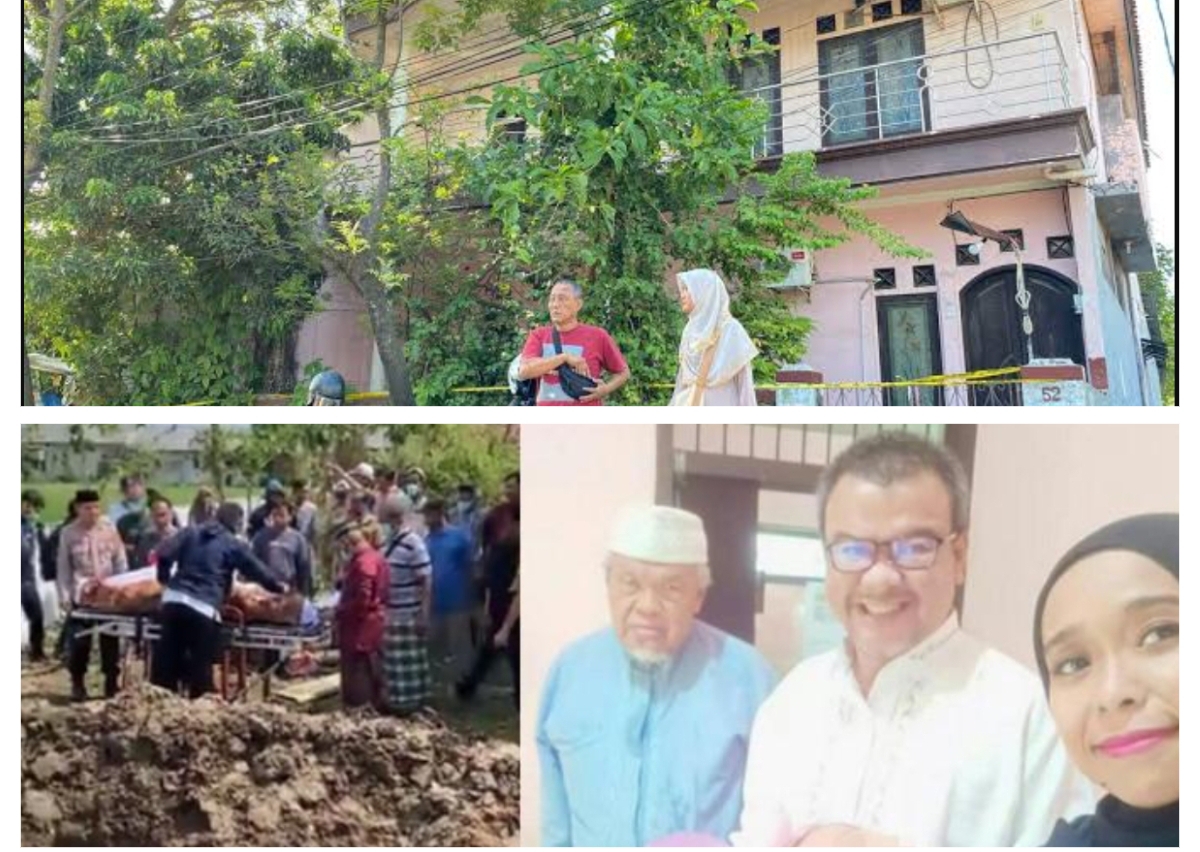 Haji Sahroni (tengah) bersama Budi dan Euis semasa hidup. Foto atas, rumah keluarga Haji Sahroni di Kelurahan Paoman, Indramayu. (FOTO: IST)