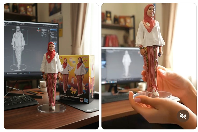 Contoh foto AI Action Figure diubah menjadi video.