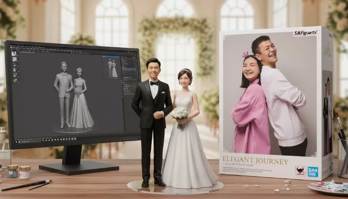 Hasil foto AI bareng pasangan ala wedding couple.