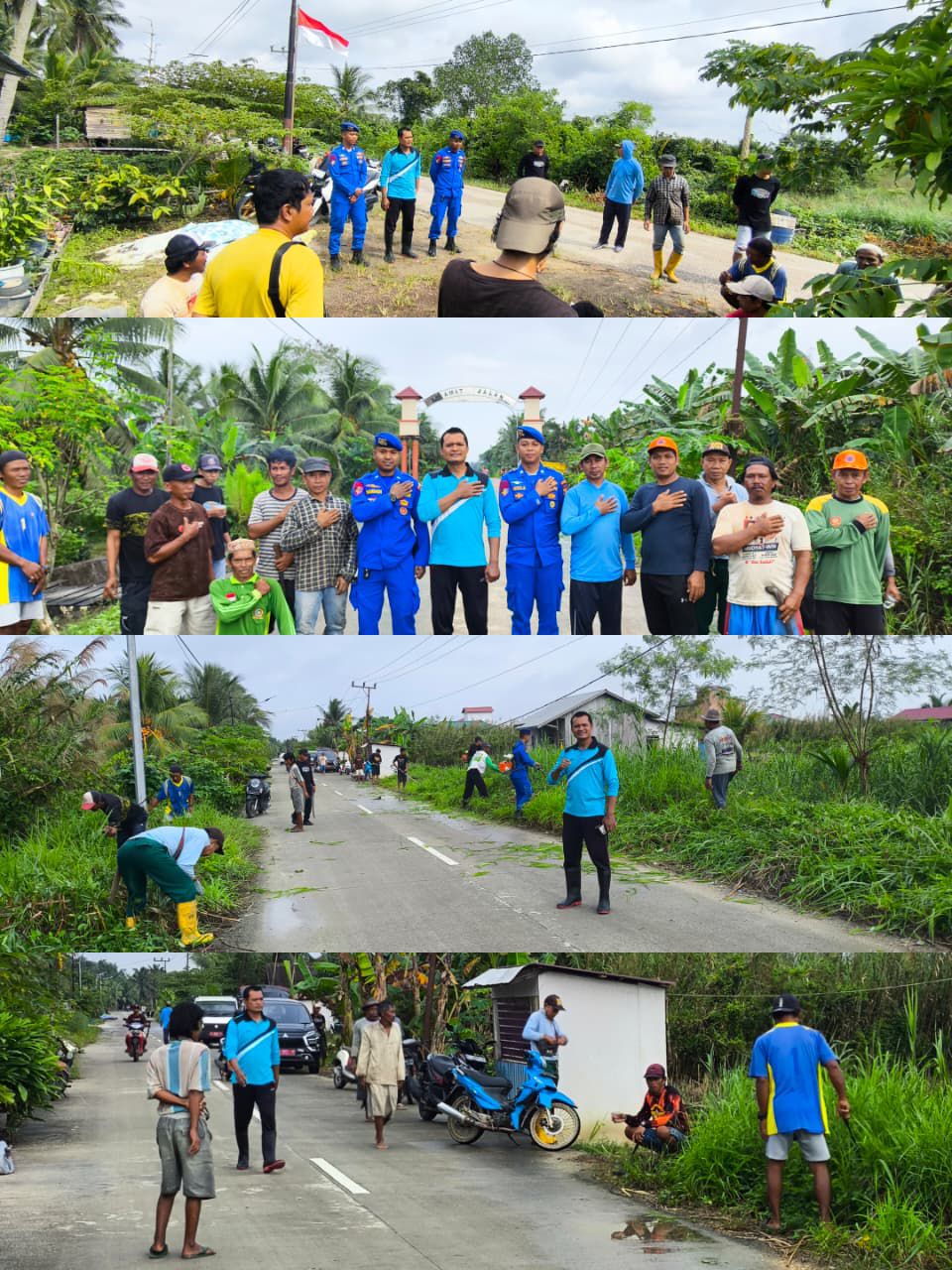Kolaborasi personel Pos Polairud Polres PPU dan warga bergotong royong membersihkan wilayah pesisir Babulu Laut, Kecamatan Babulu, PPU.  &nbsp;