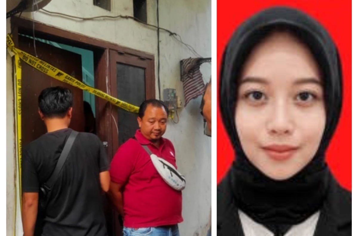 Polisi memasang garis polisi di kamar kos tempat Alvi Maulana membunuh dan memutilasi Tiara Angelina. (FOTO: IST)