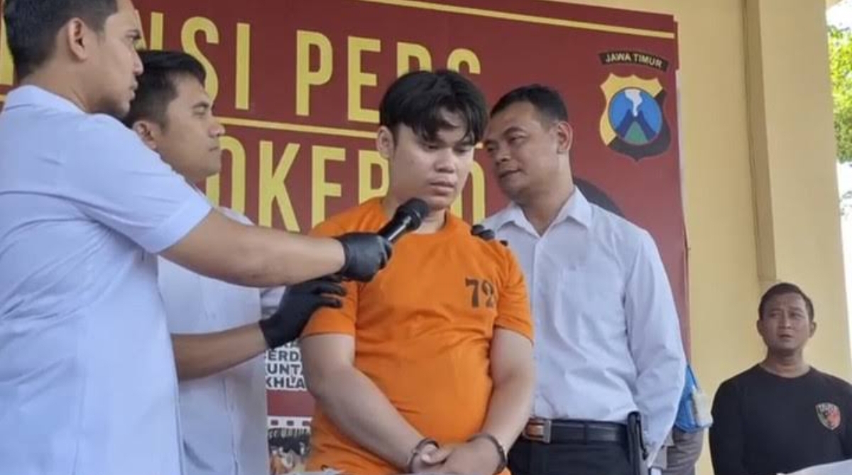 Alvi Maulana saat konferensi pers di Polres Mojokerto Jawa Timur. (FOTO: IST)