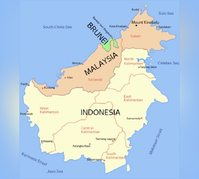 Peta Pulau Kalimantan.