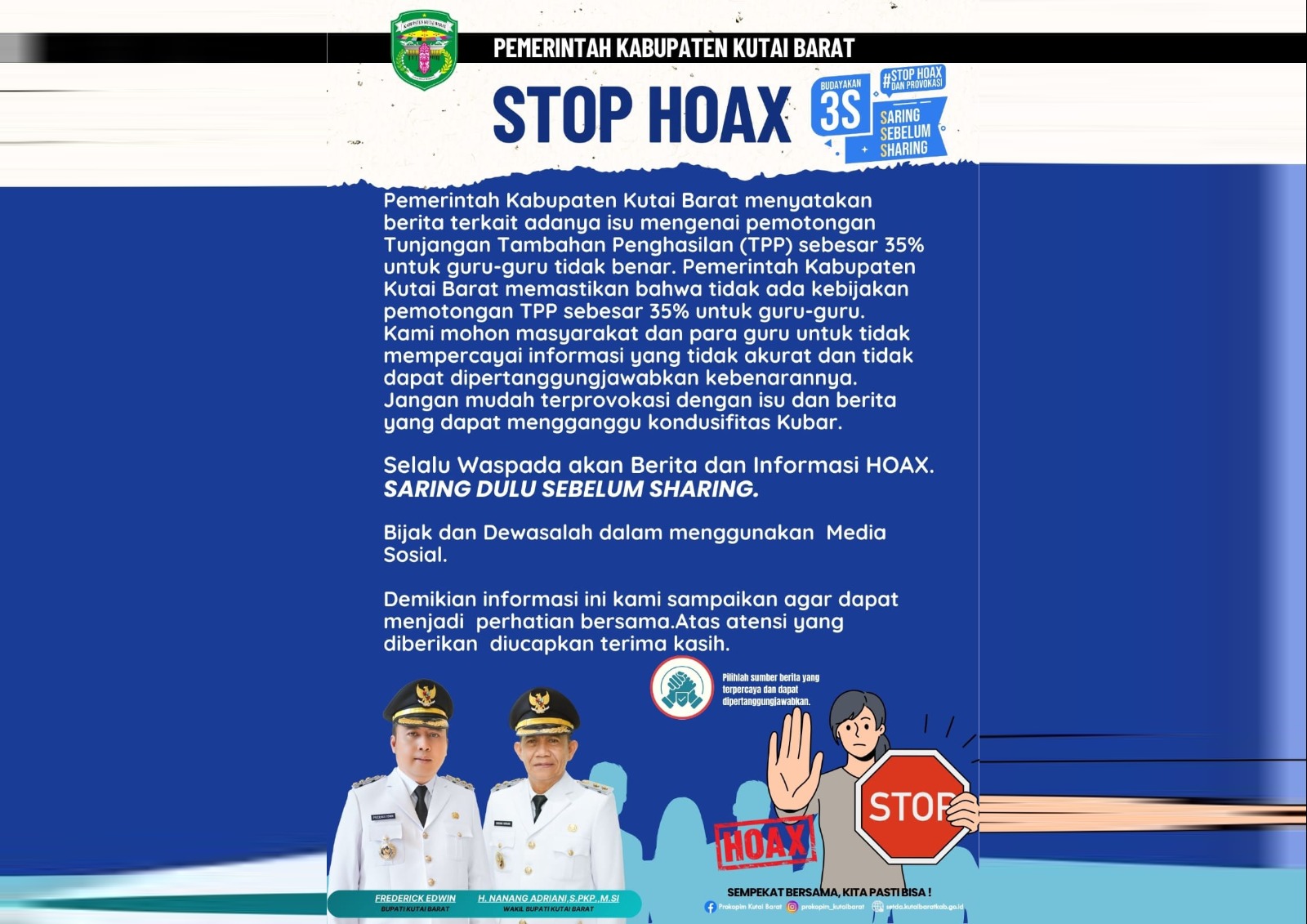 Imbauan Pemkab Kubar terkait isu pemotongan TPP guru.