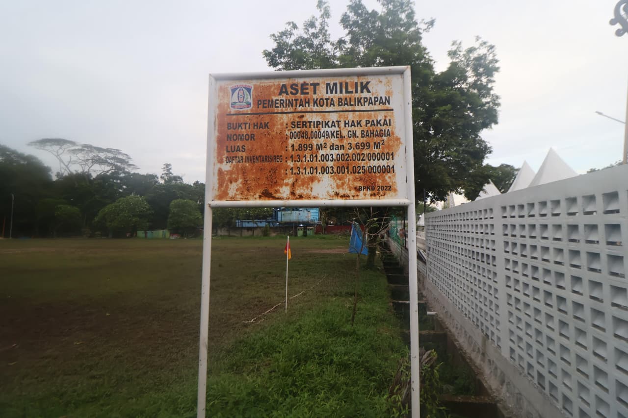 ASET PEMKOT: Salah satu aset Pemkot Balikpapan yang sudah mendapat sertifikat hak pakai dan pemasangan plang.