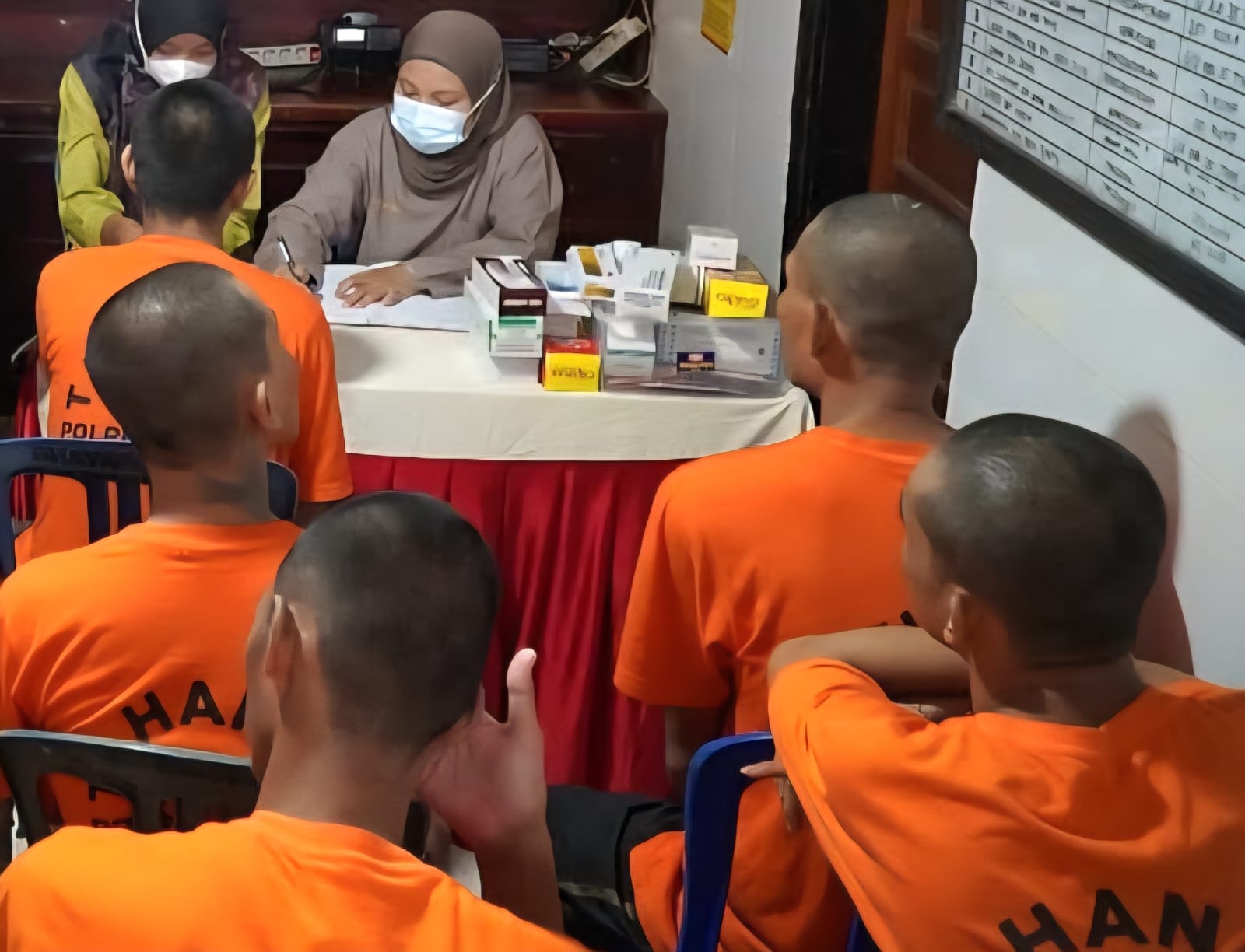 PROSEHAT: Total ada 100 tahanan menjalani pemeriksan kesehatan di rutan Polresta Balikpapan.