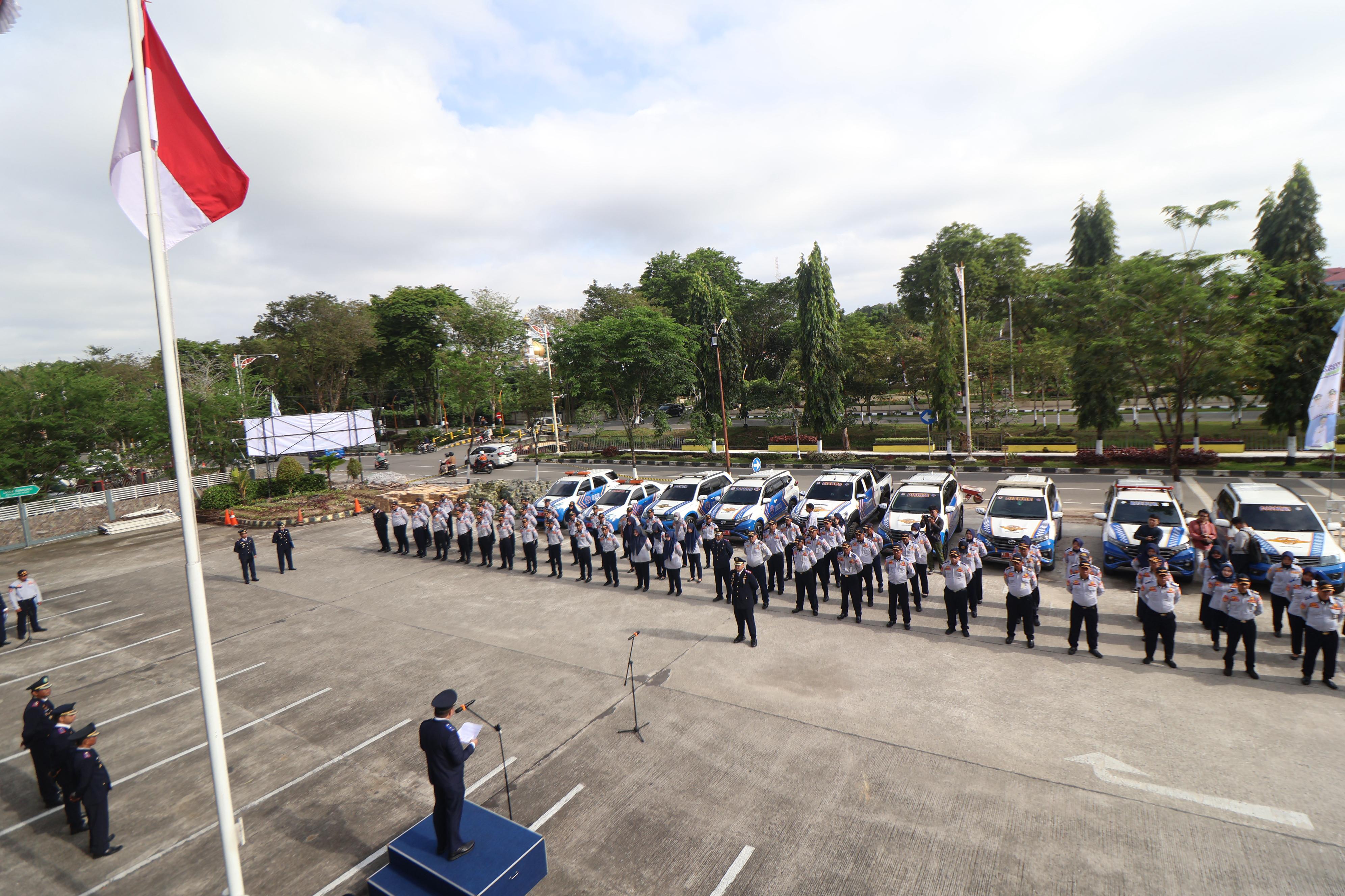 AKSELARASI: Peringatan Hari Perhubungan Nasional di Halaman Dishub Balikpapan, Rabu (17/9).