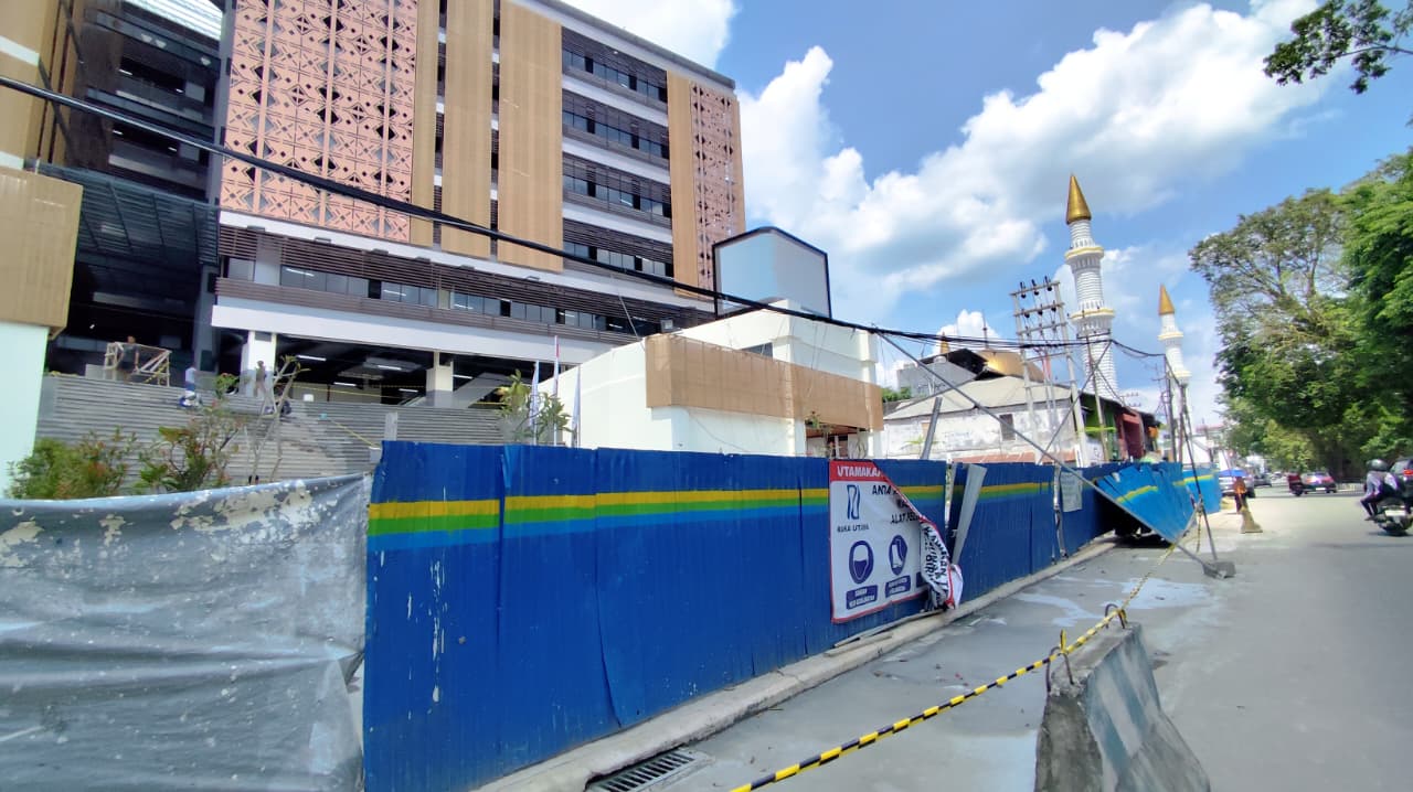 AKHIR: Pembangunan Pasar Pagi di Kecamatan Samarinda Kota memasuki tahap akhir, Jumat (19/9).