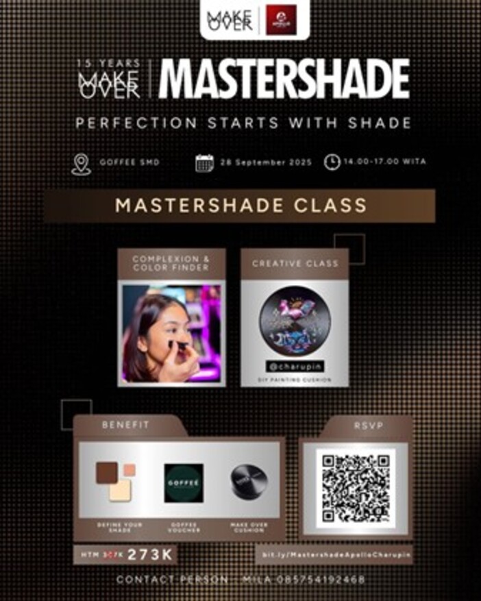 Poster mastershade class dari Make Over.