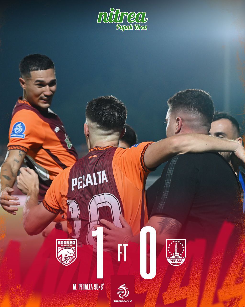 Borneo FC kalahkan Persis Solo 1-0.