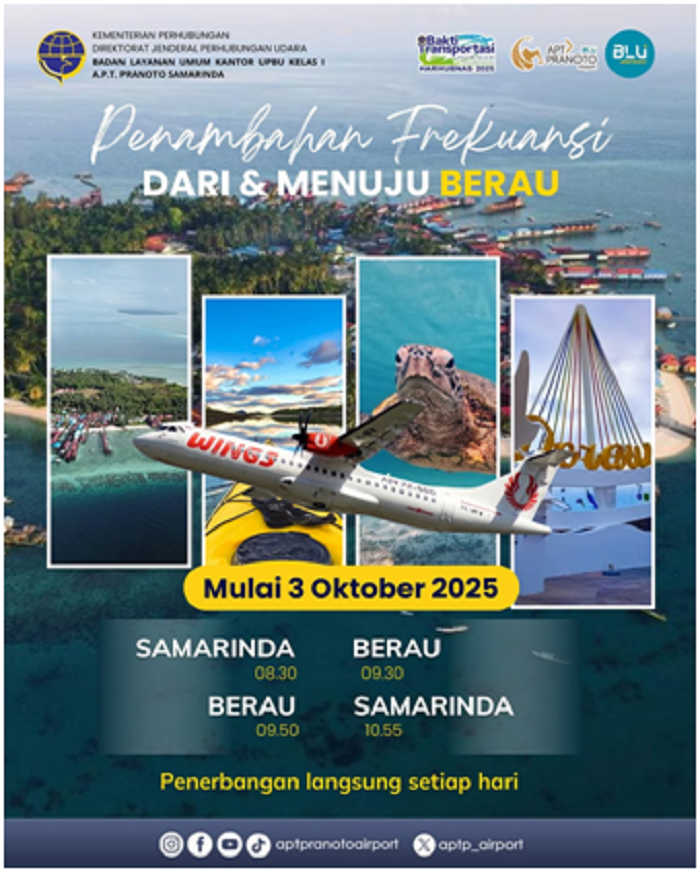Poster rute baru Samarinda-Berau.