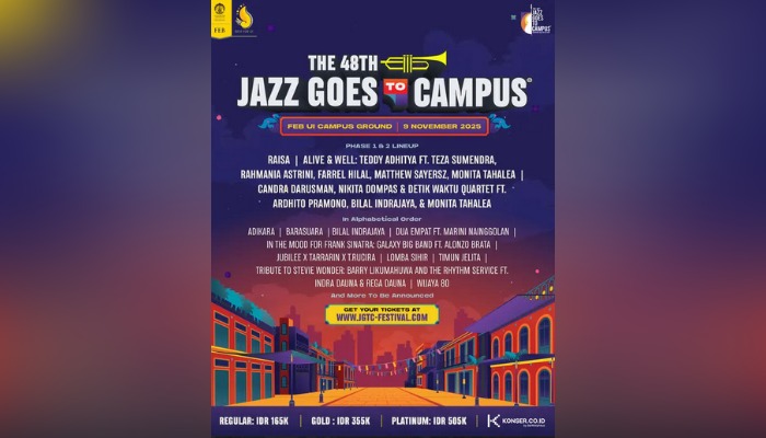 Jazz Goes to Campus 2025 hadir di FEB UI dengan lineup penuh bintang.