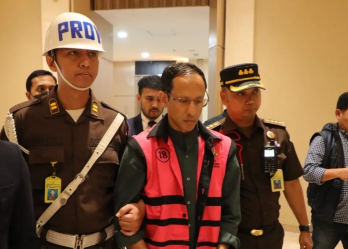 Mantan Menteri Pendidikan, Kebudayaan, Riset dan Teknologi 2019-2024 Nadiem Makarim resmi ditahan Kejaksaan Agung, Jakarta, Kamis (4/9/2025).