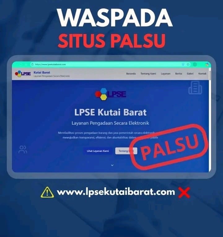 Situs LPSE palsu yang mengatasnamakan Pemkab Kubar.