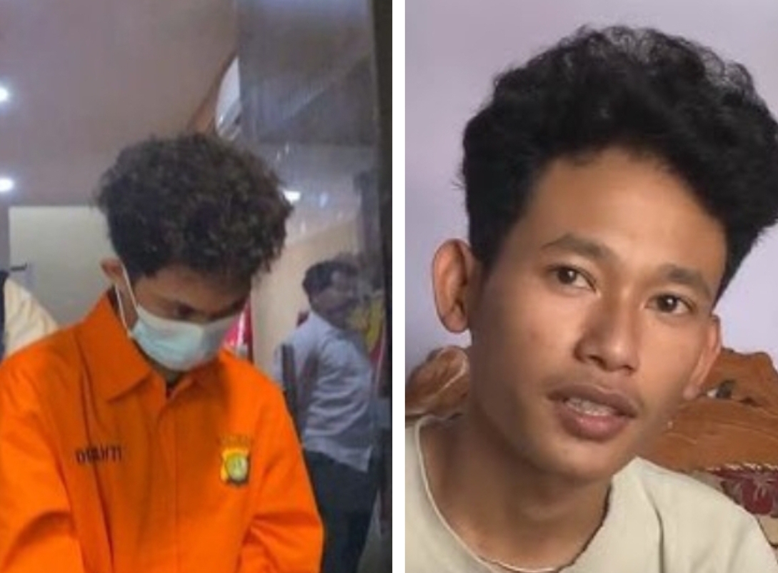 WFT (22) saat digelandang polisi usai ditangkap terkait kasus dugaan peretasan data nasabah bank swasta. Disebut sebagai pemilik akun Bjorka atau @bjorkanesiaa. (Foto Jawa Pos)