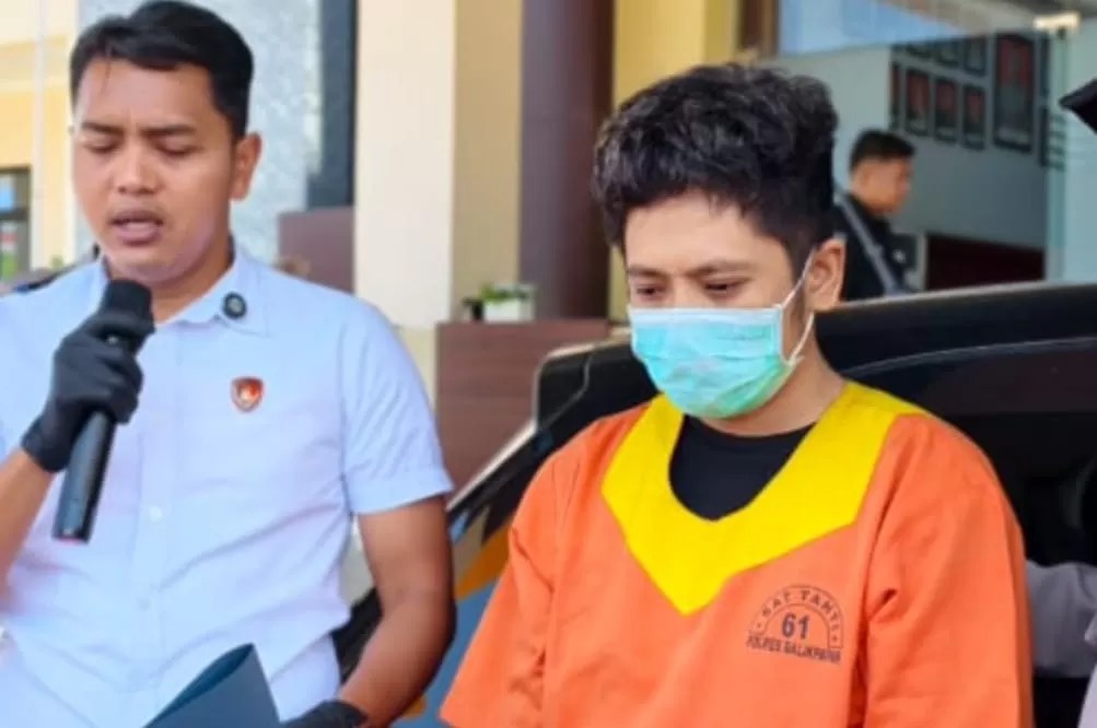 TIMBUN: Tersangka yang diamankan karena timbun BBM Pertalite ini jalani proses hukum di Polresta Balikpapan.